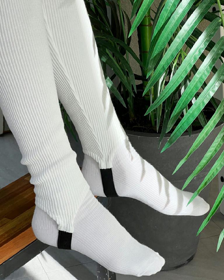 リブトレンカレギンス・全3色・b66249 レディース 【pt】韓国ファッション ボトムス レギンス リブ トレンカ ウェストゴム 無地 シンプル 伸縮性 楽ちん 足長 美脚 フェミニン 秋 冬