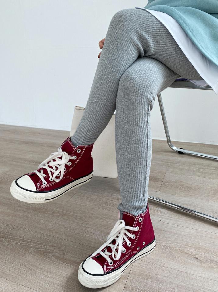 リブトレンカレギンス・全3色・b66249 レディース 【pt】韓国ファッション ボトムス レギンス リブ トレンカ ウェストゴム 無地 シンプル 伸縮性 楽ちん 足長 美脚 フェミニン 秋 冬