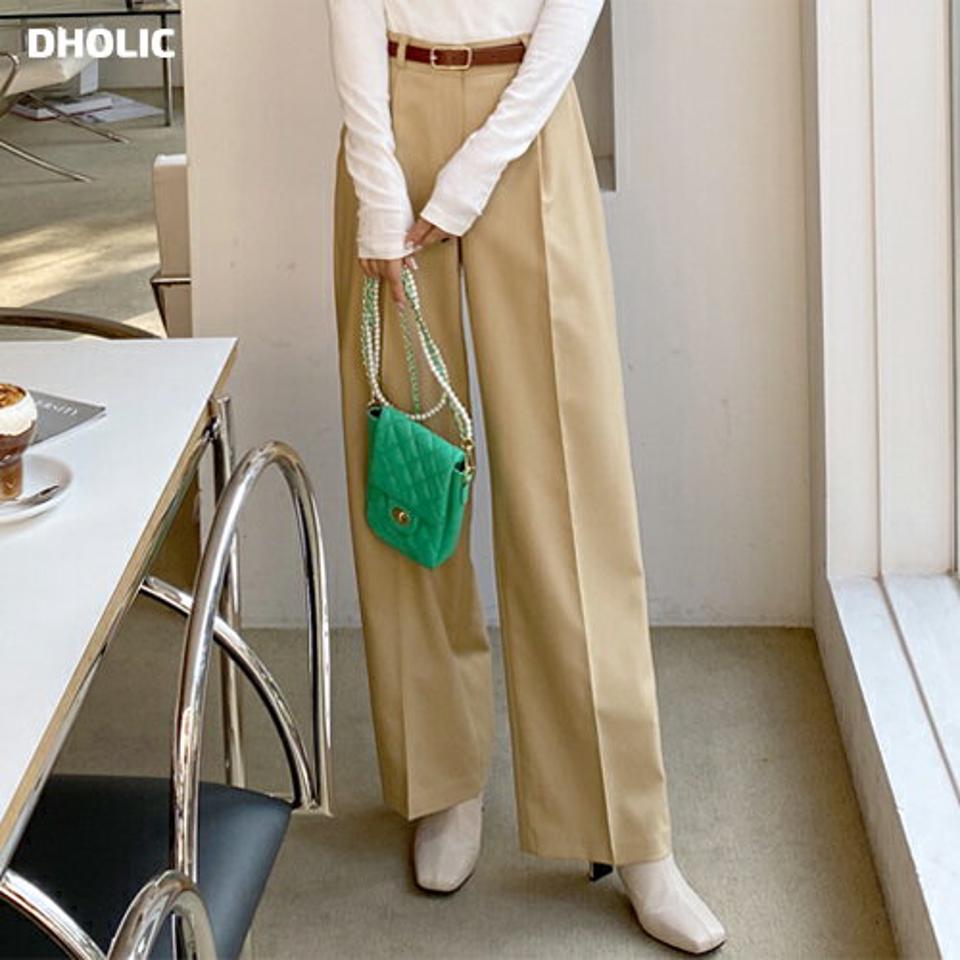 ワンタックワイドスラックス・全3色・t66573 レディース 【pt】韓国ファッション ボトムス ロング ロングパンツ スラックスパンツ スラックス ワンタック ワイド ストレート 無地 シンプル フェミニン 黄色 カジュアル 秋 冬