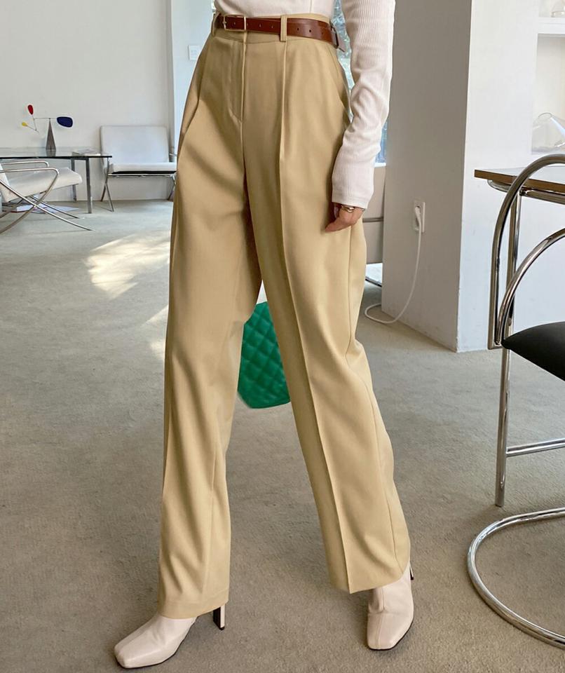 ワンタックワイドスラックス・全3色・t66573 レディース 【pt】韓国ファッション ボトムス ロング ロングパンツ スラックスパンツ スラックス ワンタック ワイド ストレート 無地 シンプル フェミニン 黄色 カジュアル 秋 冬