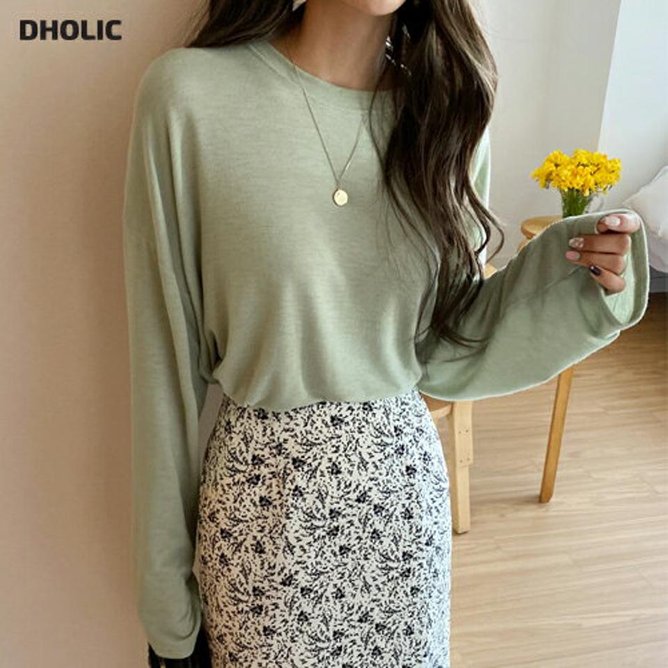 ソフトタッチラウンドTシャツ・全4色・t66542 レディース 【tops】韓国ファッション トップス Tシャツ 大人 長袖 ラウンドネック ソフトタッチ ドロップショルダー 無地 シンプル 体型カバー ルーズ フェミニン カジュアル デイリー 春 秋 冬