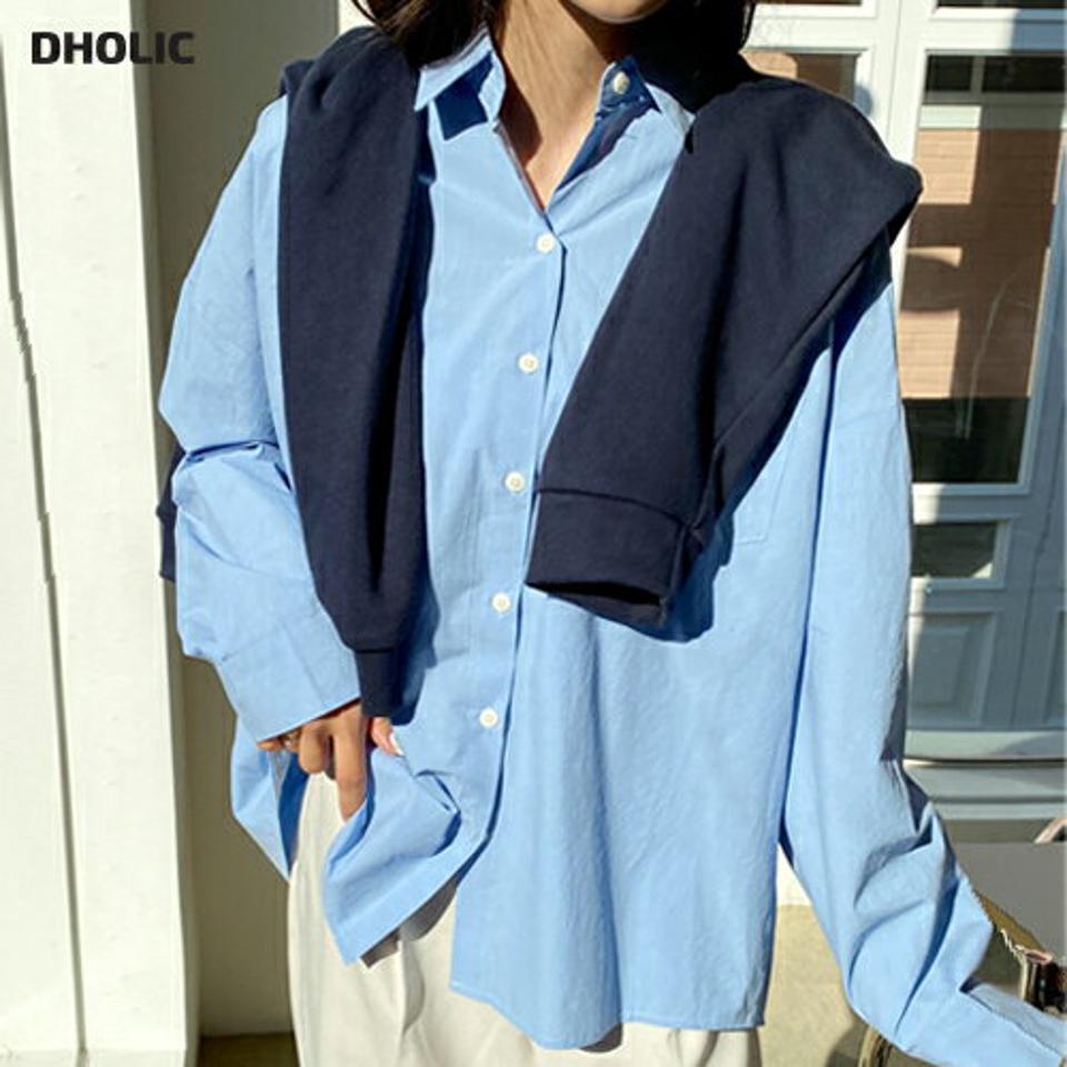 バックスリットカラーネックシャツ・全5色・t66582 レディース 【bl】韓国ファッション トップス シャツ 長袖 カラーネック スリット タック カフスボタン 無地 ベーシック シンプル カジュアル フェミニン ガーリー 春 秋 冬