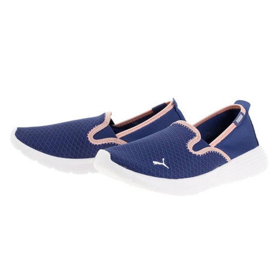 プーマ（PUMA）（レディース）フレックス リニュー スリップオン FLEX RENEW SLIPON 紺 ネイビーピンク 37195105 レディース スライダーシューズ スニーカー