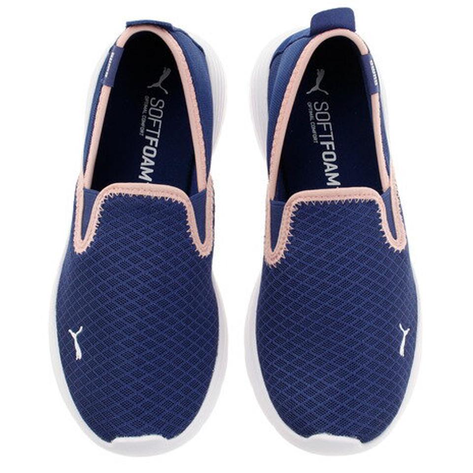 プーマ（PUMA）（レディース）フレックス リニュー スリップオン FLEX RENEW SLIPON 紺 ネイビーピンク 37195105 レディース スライダーシューズ スニーカー