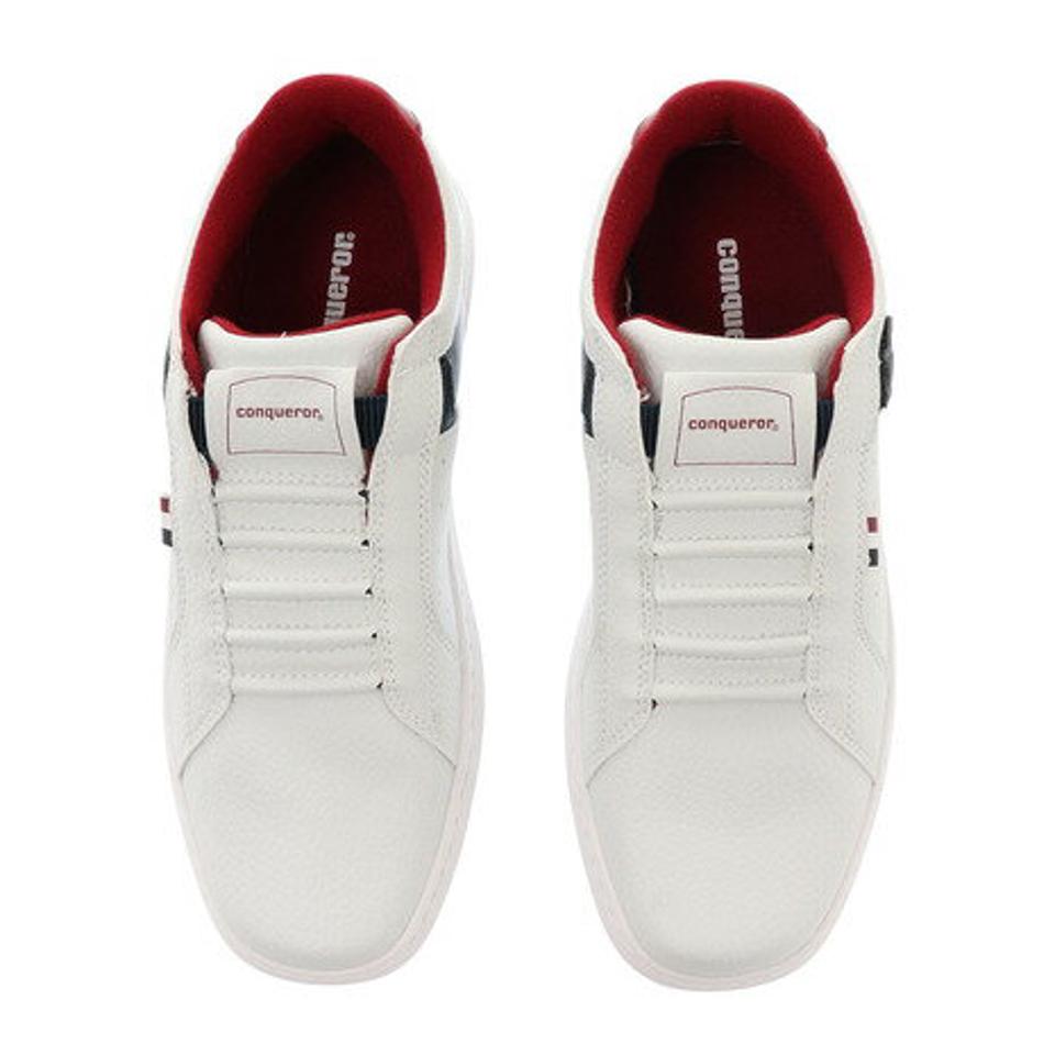 コンカラー（conqueror）（メンズ） メンズ スリッポン 白 黒 バンジー BUNGEE ホワイト ブラック ホワイトブラック ネイビーレッド スニーカー レザー風