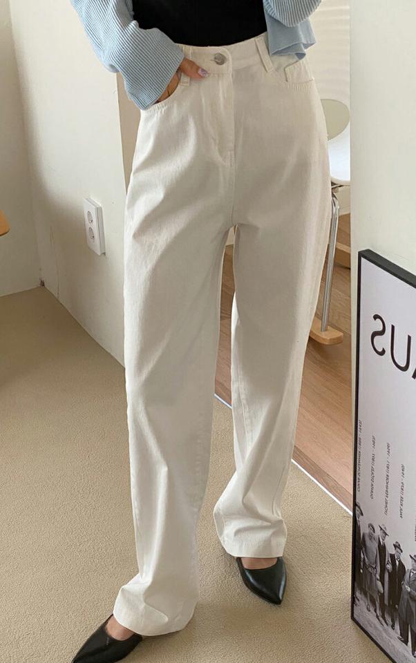 ワイドロングコットンパンツ・全4色・t00190 レディース 【pt】韓国ファッション ボトムス ロング ロングパンツ ワイド コットンパンツ ハイウエスト カラーパンツ ストレート 無地 シンプル フェミニン カジュアル 秋 冬