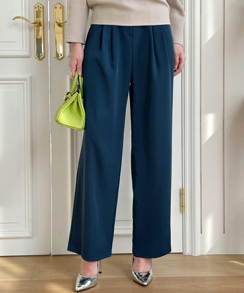 ワイドツータックスラックス・全3色・t71760 レディース 【pt】ボトムス ロング ロングパンツ スラックスパンツ スラックス ワイド ツータック 無地 シンプル フェミニン カジュアル 秋 冬 韓国ファッション ハイホリHIHOLLI