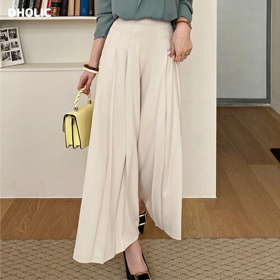 バックゴムタックフレアパンツ・全3色・b71785 レディース 【pt】ボトムス ロング ロングパンツ ツータック フレア ハイウエスト 無地 シンプル フェミニン カジュアル 秋 冬 韓国ファッション ハイホリHIHOLLI