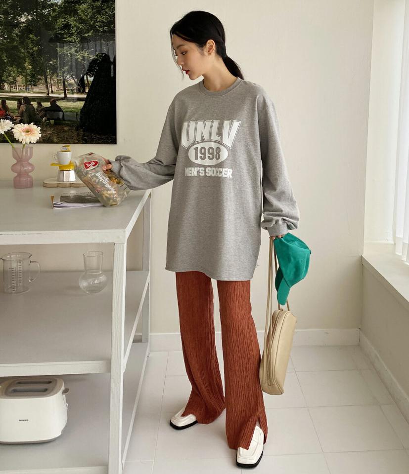 スリットプリーツパンツ・全3色・t02036 レディース 【pt】韓国ファッション ボトムス ロング ロングパンツ スリット プリーツパンツ ハイウエスト ウエストゴム カラーパンツ シンプル 体型カバー フェミニン カジュアル 秋 冬