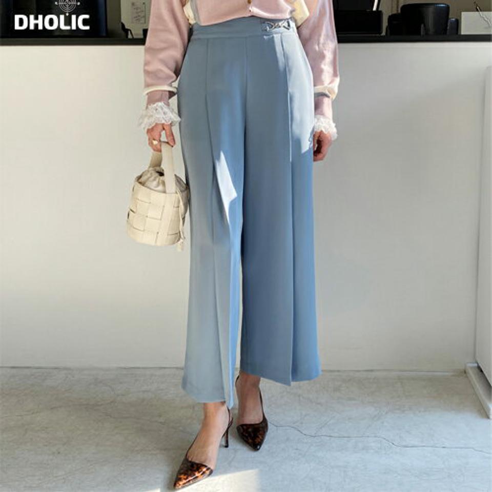 シルバーバックルスラックス・全4色・b71674 レディース 【pt】スラックス パンツ ズボン ロングパンツ 単色 無地 シンプル ベーシック 大人 きれいめ ワイド オフィスカジュアル タック ハイウエスト 春 秋 韓国ファッション ハイホリHIHOLLI