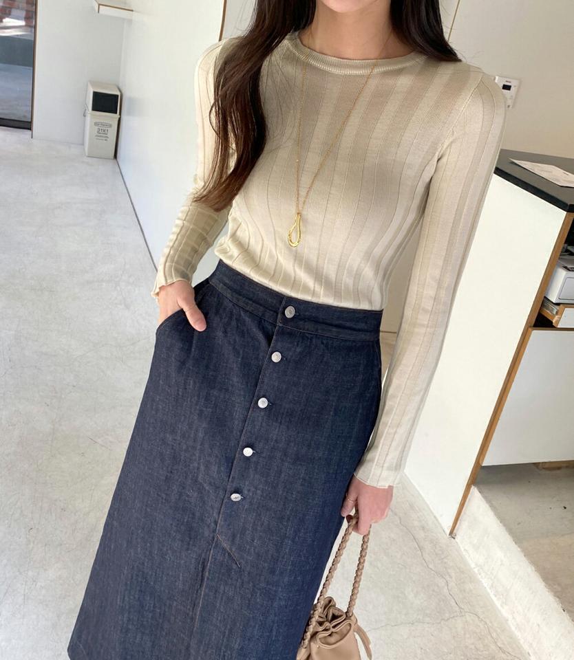 ワイドリブニット・全5色・b71653 レディース 【tops】トップス ニット 長袖 リブトップス 単色 シンプル カジュアル ラフ 大人 ベーシック ラウンドネック 春 秋 冬 韓国ファッション ハイホリHIHOLLI