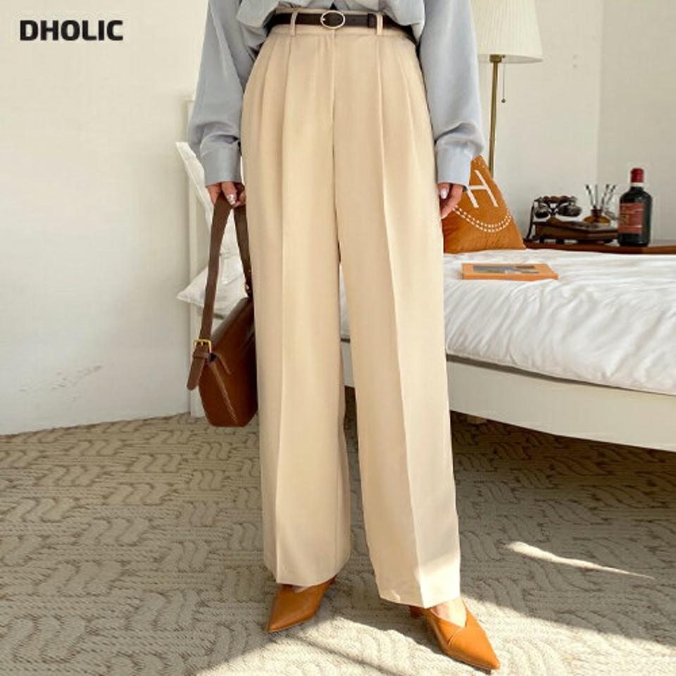セミワイドスラックス・全3色・t00317 レディース 【pt】韓国ファッション ボトムス ロング ロングパンツ スラックスパンツ スラックス セミワイドツータック ストレート 無地 シンプル 体型カバー フェミニン カジュアル 秋 冬