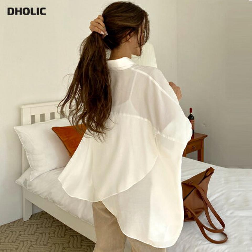 サテンバックスリットシャツ・全4色・t00276 レディース 【bl】韓国ファッション トップス シャツ 長袖 カラーネック サテン スリット アンバランス丈 無地 ベーシック シンプル カジュアル フェミニン ガーリー 春 秋 冬