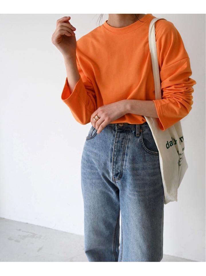 via j(ヴィアジェイ) カラーミニ裏毛ロングTシャツ（BONAPPETIT）