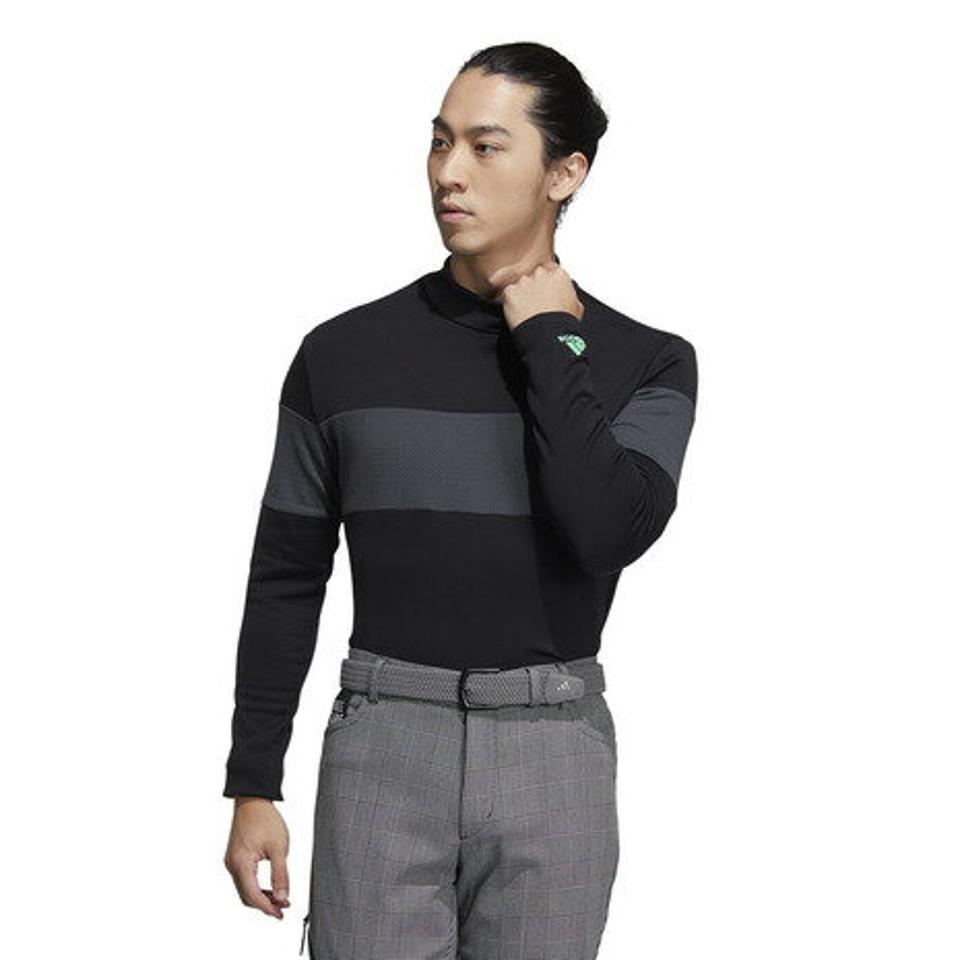アディダス(adidas) ゴルフウェア ファブリックミックス 保温 長袖モックネックシャツ BO215-GV1190 BK (メンズ)