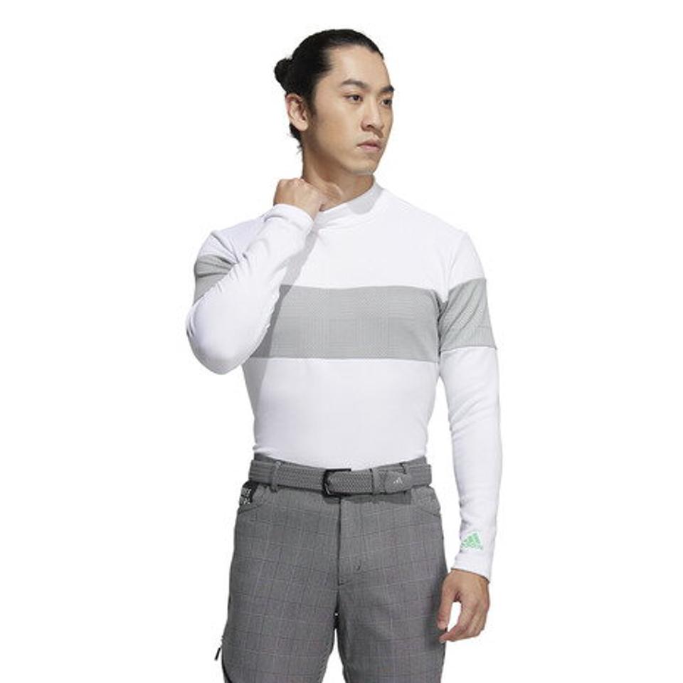アディダス(adidas) ゴルフウェア ファブリックミックス 保温 長袖モックネックシャツ BO215-GV1189 WH (メンズ)