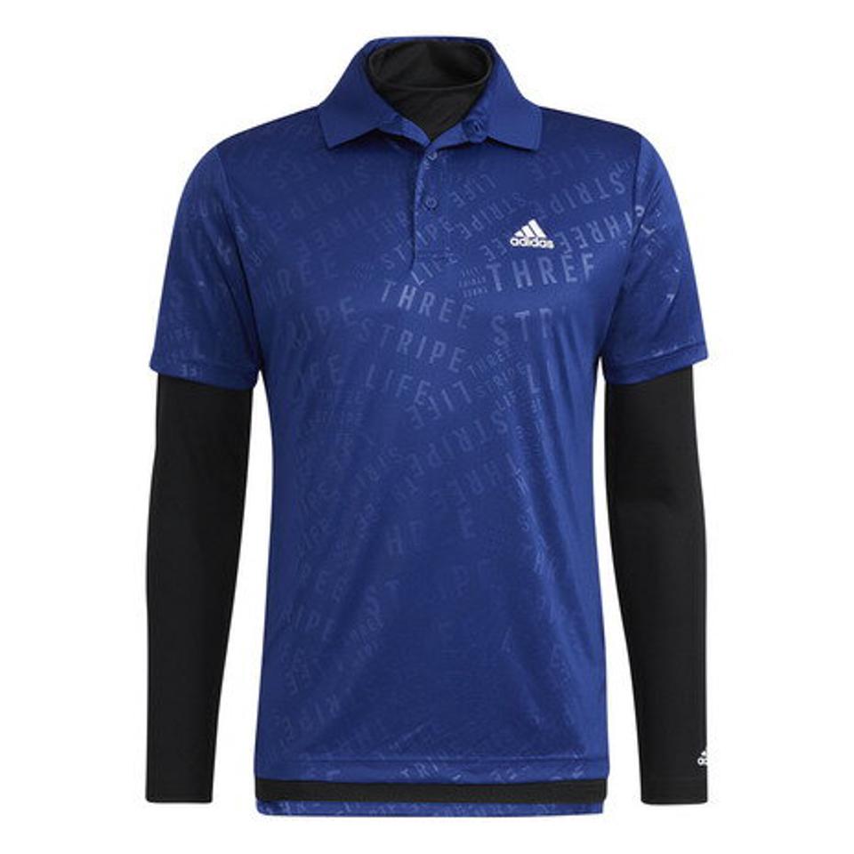 アディダス(adidas) ゴルフウェア プライムグリーン エンボスパターン UPF50+レイヤードシャツ BO104-GU6124 VB ブルー インナー付き (メンズ)