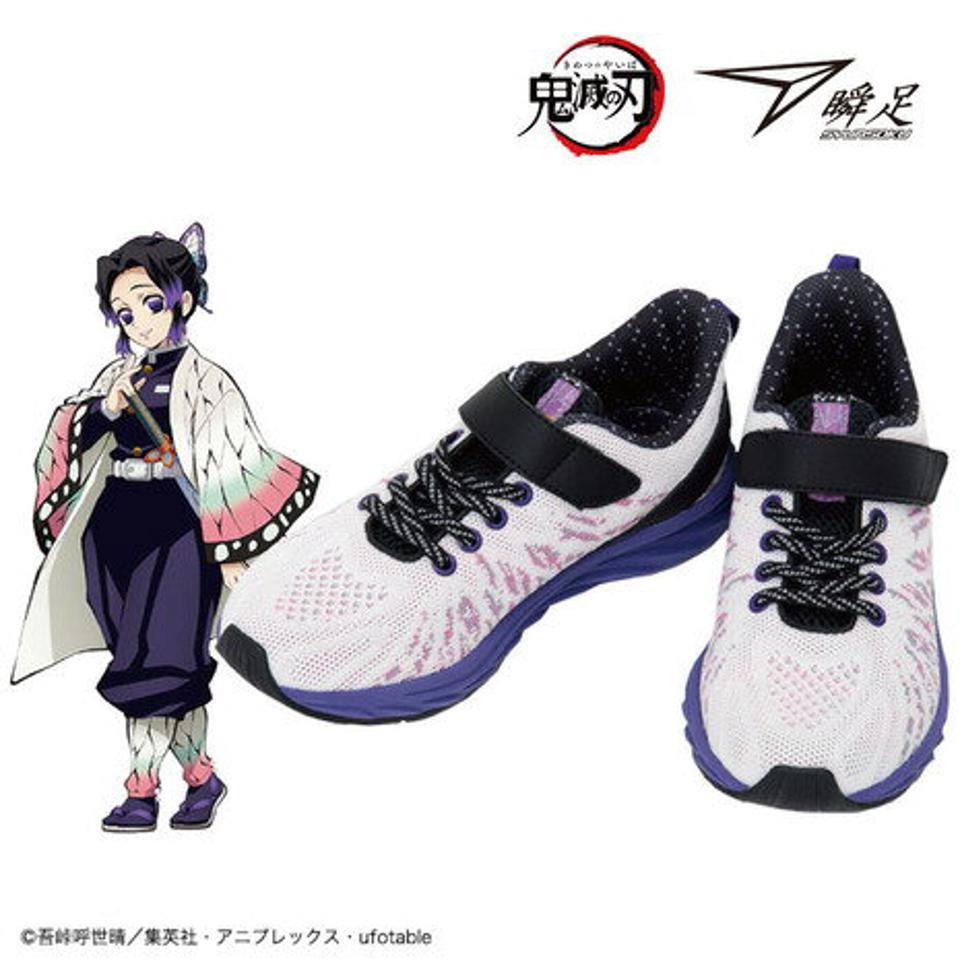 瞬足（syunsoku） ジュニアスポーツシューズ ベルクロ ベルト付き スニーカー 胡蝶しのぶ コラボグッズ 運動靴 KYS 0010 （キッズ）