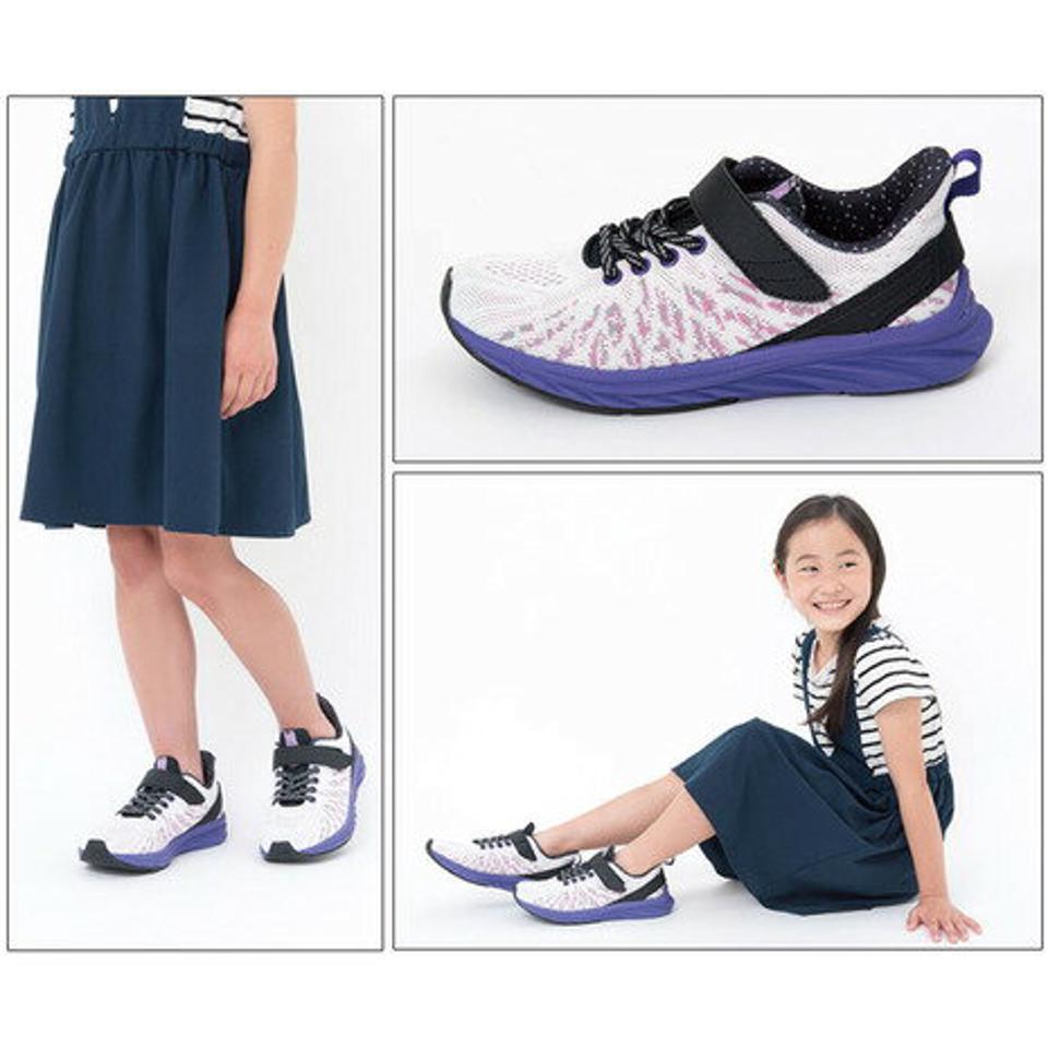 瞬足（syunsoku） ジュニアスポーツシューズ ベルクロ ベルト付き スニーカー 胡蝶しのぶ コラボグッズ 運動靴 KYS 0010 （キッズ）