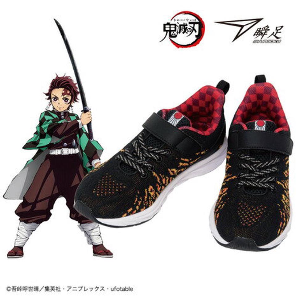 瞬足（syunsoku）（キッズ） ジュニアスポーツシューズ ベルクロ ベルト付き 鬼滅の刃 コラボグッズ 運動靴 KYS
