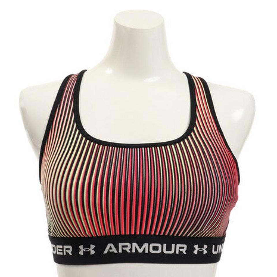 アンダーアーマー（UNDER ARMOUR） スポーツブラ ミドルサポート 揺れない クロスバック ブラ ミッド プリント 1361042 002 （レディース）
