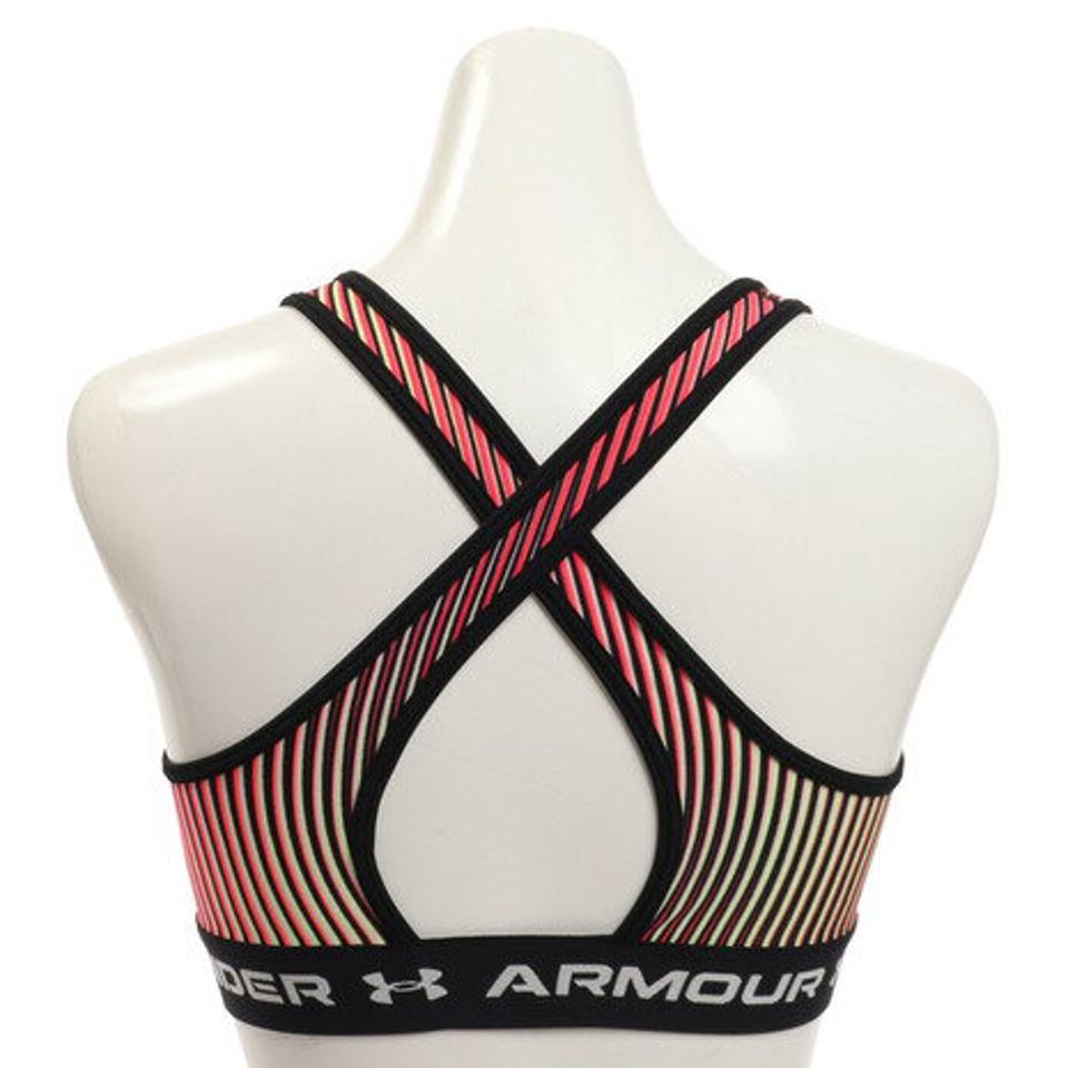 アンダーアーマー（UNDER ARMOUR） スポーツブラ ミドルサポート 揺れない クロスバック ブラ ミッド プリント 1361042 002 （レディース）