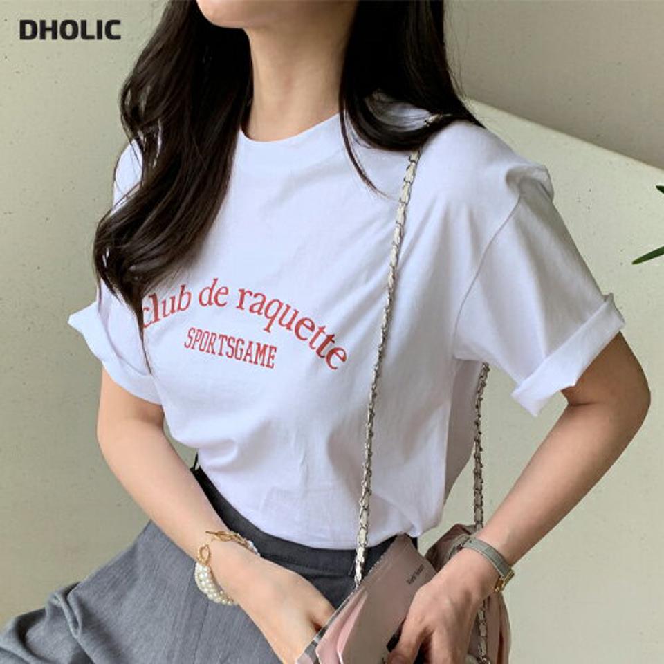 レタリング半袖Tシャツ・全3色・t00150 レディース 【tops】トップス Tシャツ 半袖 ハーフスリーブ ロゴ ロゴT レタリング カジュアル ラフ コットン 綿 春 夏 韓国ファッション ハイホリHIHOLLI