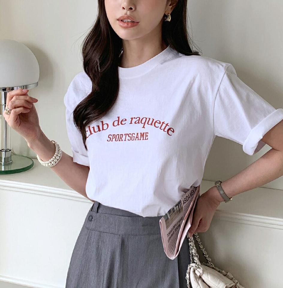 レタリング半袖Tシャツ・全3色・t00150 レディース 【tops】トップス Tシャツ 半袖 ハーフスリーブ ロゴ ロゴT レタリング カジュアル ラフ コットン 綿 春 夏 韓国ファッション ハイホリHIHOLLI