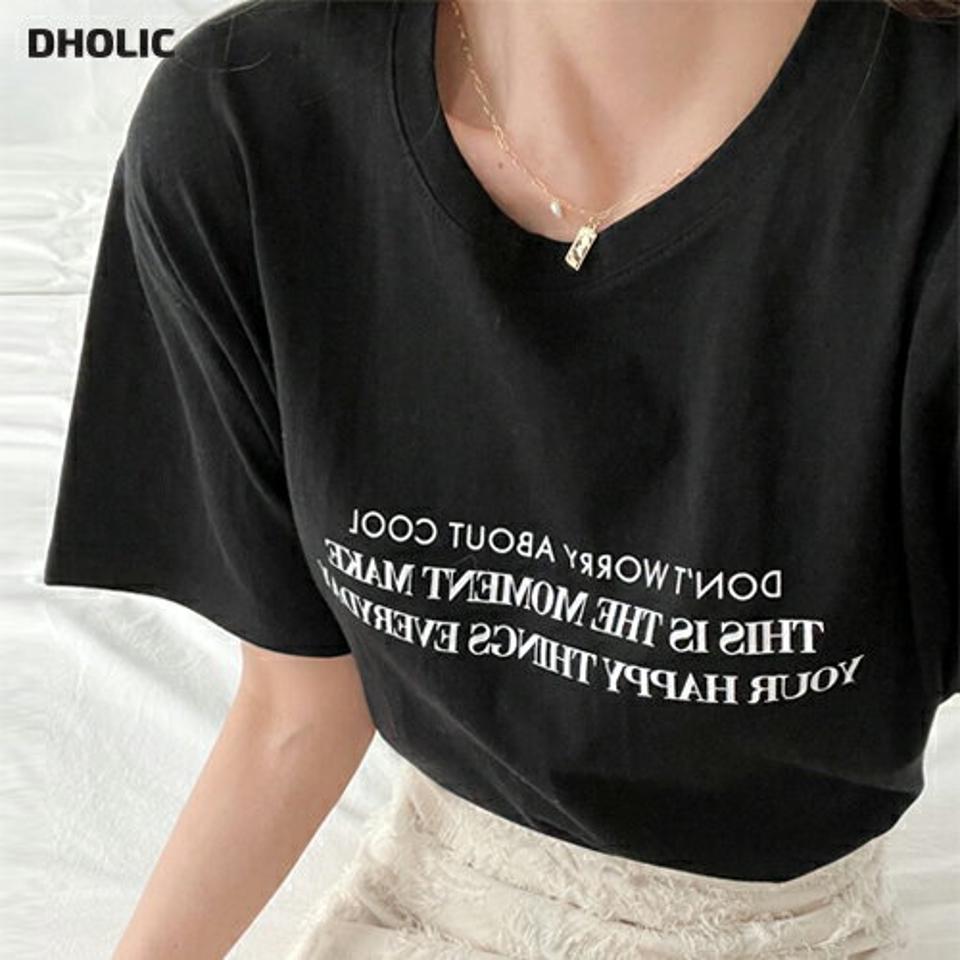 レタリングラウンド半袖Tシャツ・全4色・t66621 レディース 【tops】トップス Tシャツ ロゴ ロゴT カジュアル ハーフスリーブ 半袖 レタリング ラウンドネック デイリー 春 夏 ベーシック シンプル コットン 韓国ファッション