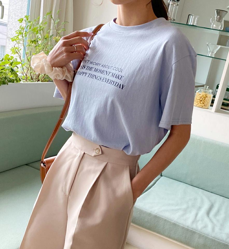 レタリングラウンド半袖Tシャツ・全4色・t66621 レディース 【tops】トップス Tシャツ ロゴ ロゴT カジュアル ハーフスリーブ 半袖 レタリング ラウンドネック デイリー 春 夏 ベーシック シンプル コットン 韓国ファッション