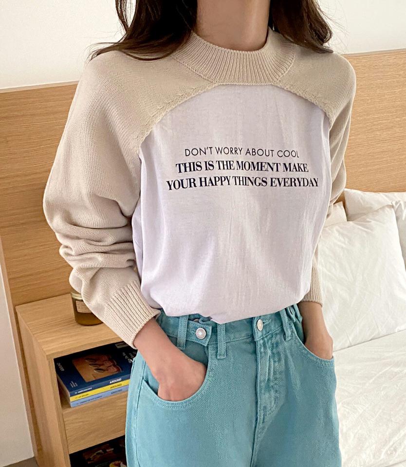 2WAYボレロ風ニット・全5色・t66634 レディース 【tops】トップス レイヤード 前後着用自由 カラーニット パステル 個性的 長袖 ユニーク 春 秋 冬 ニット シンプル 無地 単色 カジュアル ラウンドネック クロップド丈 韓国ファッション