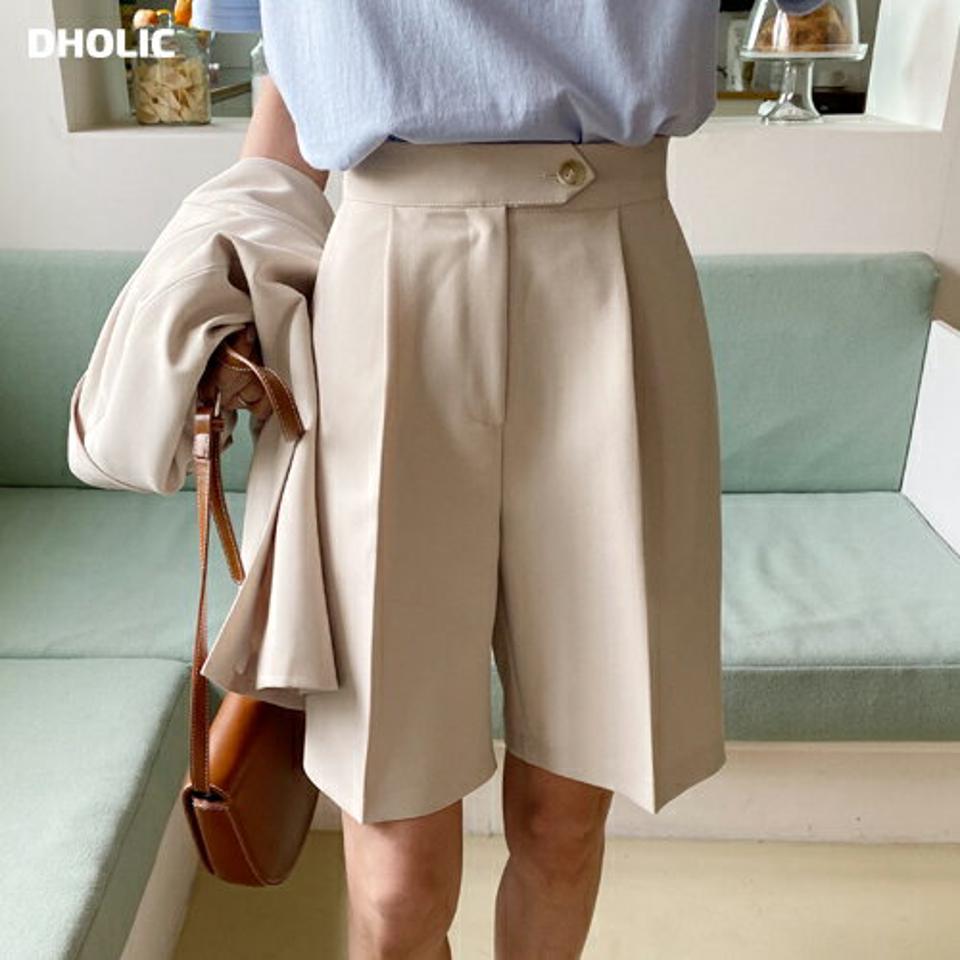 バックゴムハーフスラックス・全2色・t66642 レディース 【pt】ボトムス パンツ ハーフパンツ 単色 大人 ハーフ丈 ショート丈 スラックス 春 夏 秋 無地 シンプル ベーシック 韓国ファッション