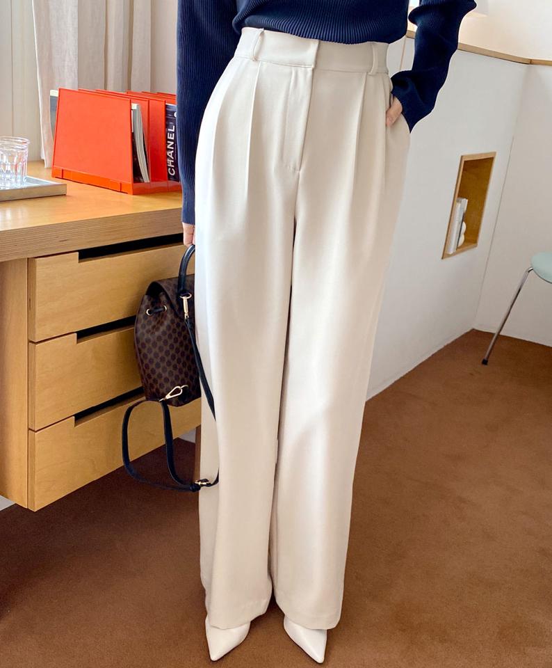 ハイウエストツータックワイドスラックス・全3色・t66650 レディース 【pt】ボトムス パンツ スラックス ハイウエスト ワイド ロング ワイドパンツ カラーパンツ 単色 パステル 春 秋 冬 シンプル 無地 ベーシック 脚長 大人 韓国ファッション