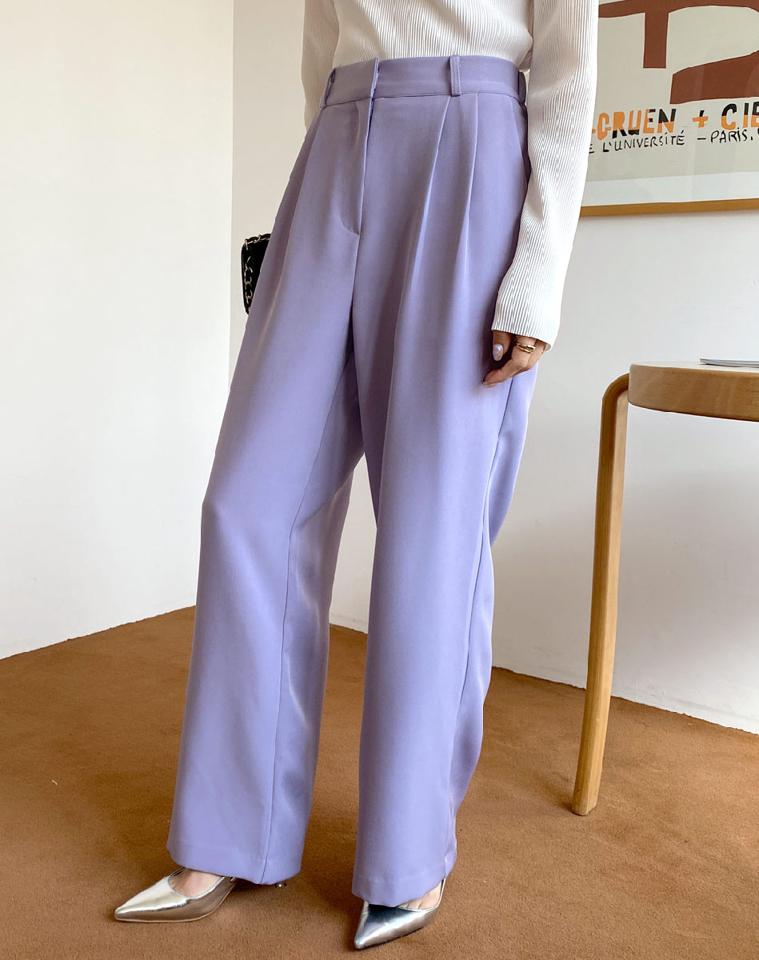 ハイウエストツータックワイドスラックス・全3色・t66650 レディース 【pt】ボトムス パンツ スラックス ハイウエスト ワイド ロング ワイドパンツ カラーパンツ 単色 パステル 春 秋 冬 シンプル 無地 ベーシック 脚長 大人 韓国ファッション