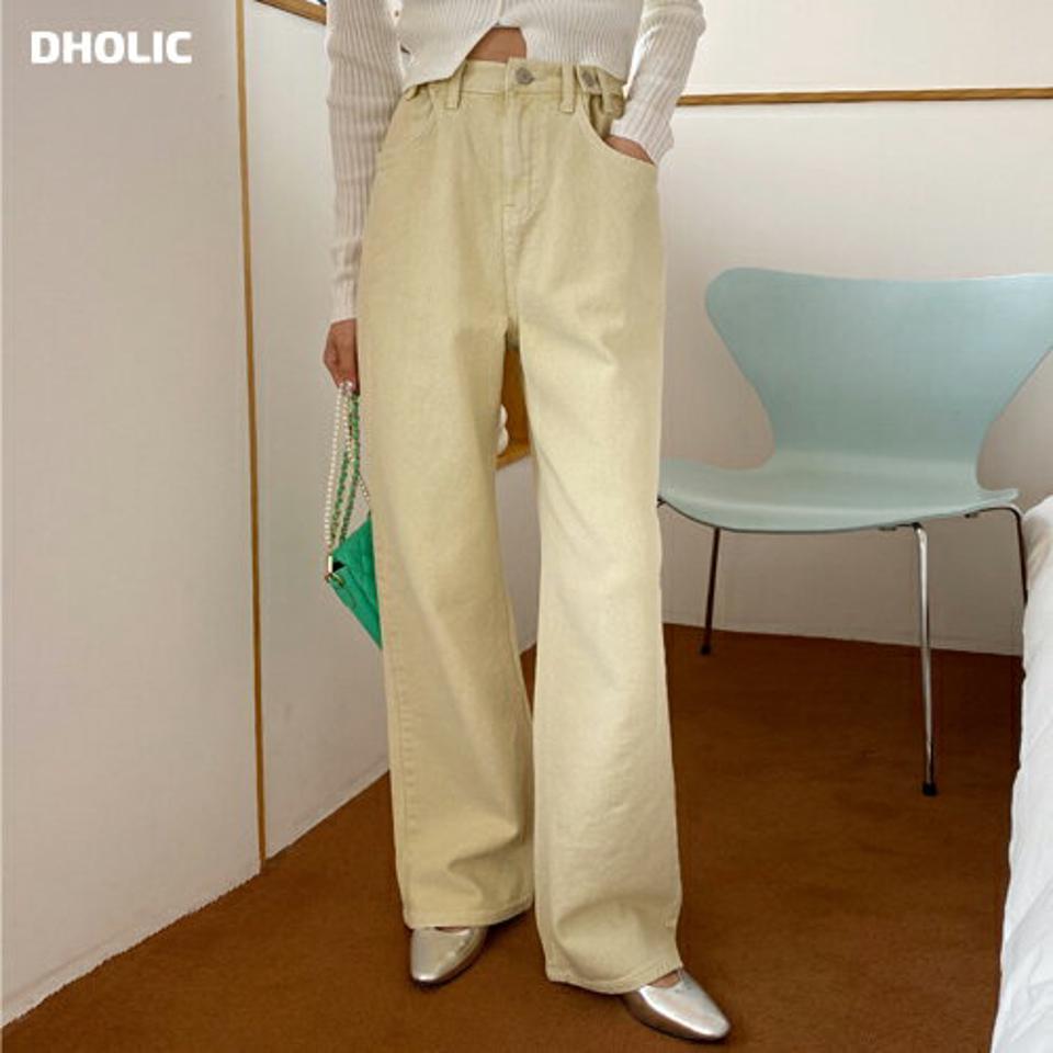 サイドボタンサルファカラーパンツ・全4色・t66651 レディース 【pt】ロングパンツ 長ズボン カラーパンツ パステル パンツ コットン ハイウエスト ストレート 春 夏 秋 冬 シンプル 無地 ベーシック 単色 カジュアル 大人 韓国ファッション