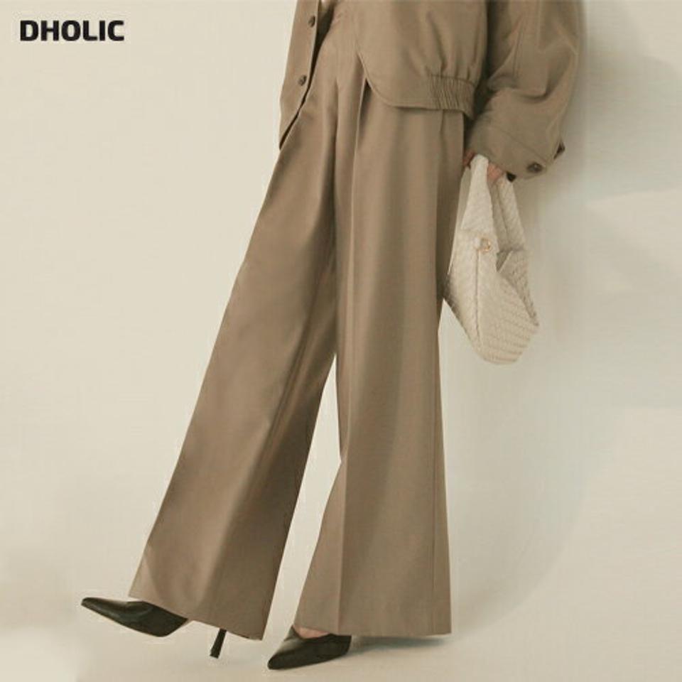 タックワイドスラックス・全2色・a00174 レディース 【pt】 ボトムス ロング ロングパンツ スラックスパンツ スラックス タック ワイド モダン 無地 シンプル フェミニン カジュアル 秋 冬 韓国ファッション ハイホリHIHOLLI