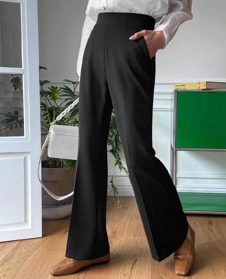 バックゴムフレアパンツ ・全3色・t65448 レディース 【pt】韓国ファッション ボトムス ロング ロングパンツ スラックスパンツ スラックス バックゴム ワイド フレア 無地 シンプル フェミニン カジュアル 秋 冬