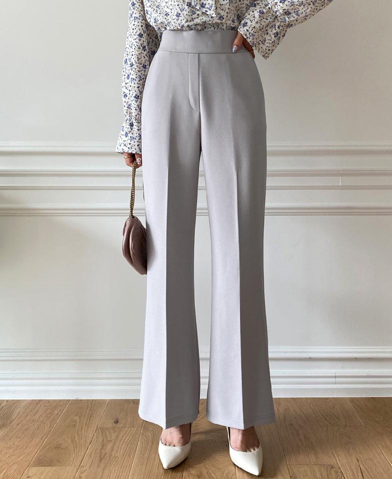 バックゴムフレアパンツ ・全3色・t65448 レディース 【pt】韓国ファッション ボトムス ロング ロングパンツ スラックスパンツ スラックス バックゴム ワイド フレア 無地 シンプル フェミニン カジュアル 秋 冬