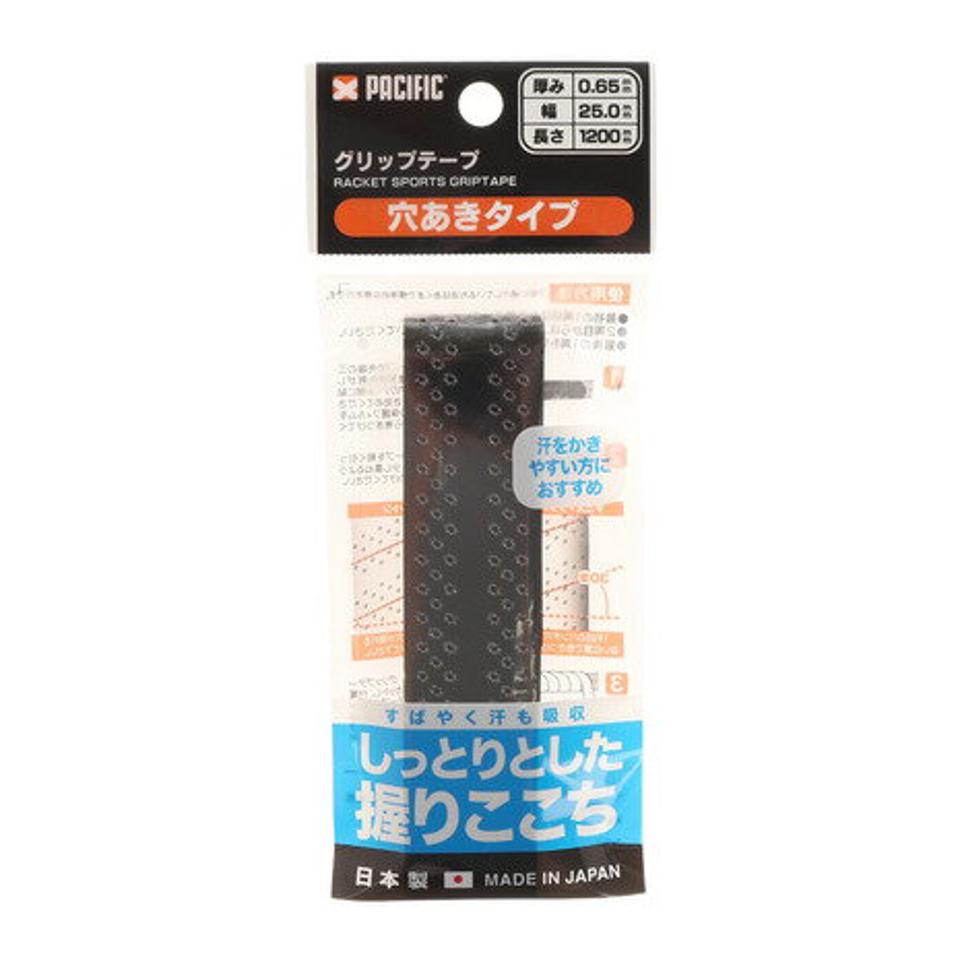 パシフィック(PACIFIC) テニスグリップテープ 穴あきタイプ 1本入り PC-8328 BLK (メンズ、レディース、キッズ)