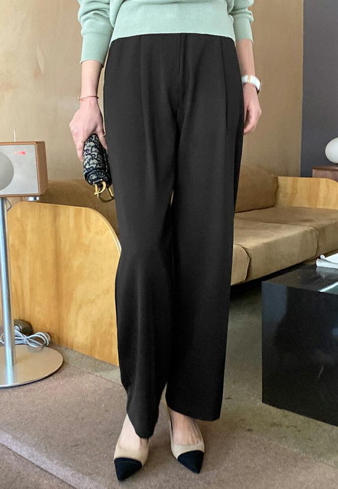 ワンタックワイドスラックス・全2色・t71710 レディース 【pt】スラックス パンツ ズボン ロングパンツ ワイドパンツ タック 単色 無地 シンプル ベーシック 大人 オフィスカジュアル ストレート パステル 春 秋 韓国ファッション ハイホリHIHOLLI