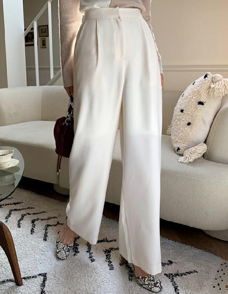 ワンタックワイドスラックス・全4色・b66727 レディース 【pt】韓国ファッション ボトムス ロング ロングパンツ スラックスパンツ スラックス ワンタック ワイド ハイウエスト 無地 シンプル フェミニン カジュアル 春 秋 冬