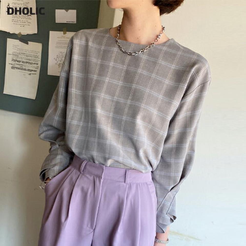 チェックタックスリーブブラウス・全3色・b71697 レディース 【bl】トップス ブラウス 七分丈 七分袖 7分丈 7分袖 チェック柄 タック 大人 ピンタック かわいい フェミニン 淡い 春 秋 韓国ファッション ハイホリHIHOLLI