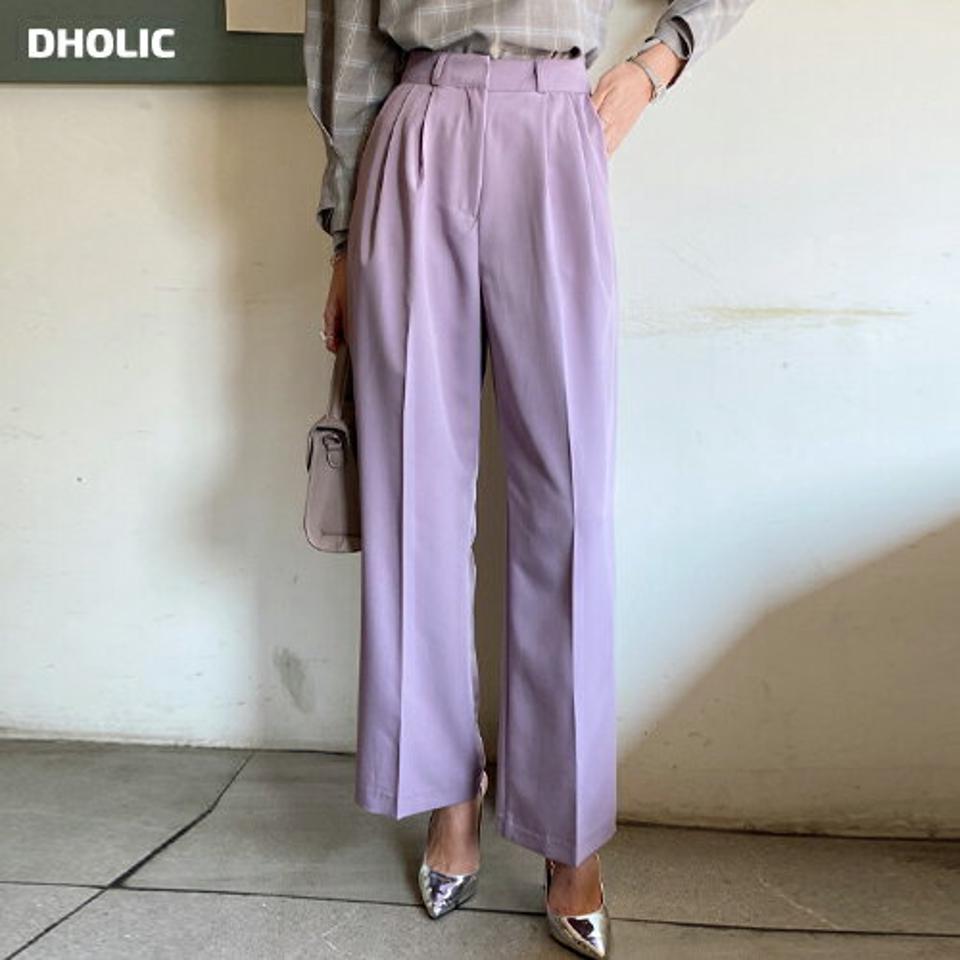 ツータックワイドスラックス・全4色・t71709 レディース 【pt】スラックス パンツ ズボン ロングパンツ 単色 無地 シンプル ベーシック ワイドパンツ タック 大人 きれいめ カラーパンツ オフィスカジュアル ハイウエスト 春 秋 韓国ファッション ハイホリHIHOLLI