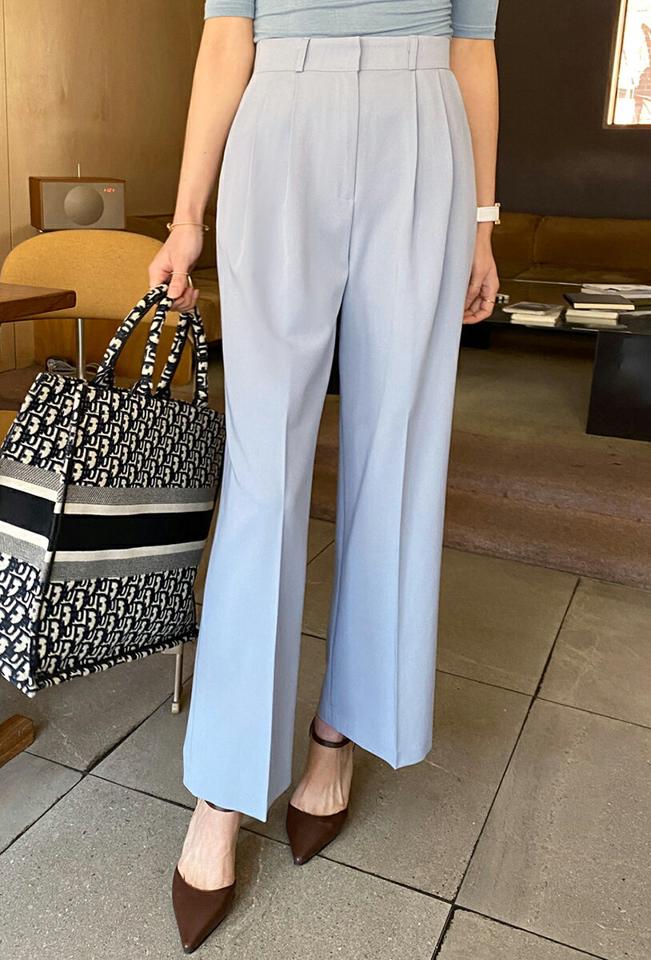 ツータックワイドスラックス・全4色・t71709 レディース 【pt】スラックス パンツ ズボン ロングパンツ 単色 無地 シンプル ベーシック ワイドパンツ タック 大人 きれいめ カラーパンツ オフィスカジュアル ハイウエスト 春 秋 韓国ファッション ハイホリHIHOLLI