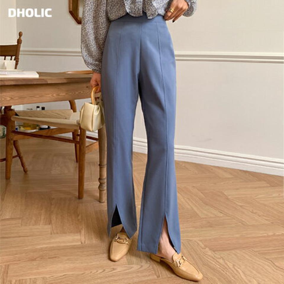 スリットバックゴムスラックス・全3色・b66728 レディース 【pt】スラックス パンツ ロング丈 ロングパンツ オフィスカジュアル スリット 脚長 ゴム ハイウエスト カラーパンツ 春 夏 秋 冬 きれいめ 大人っぽ シンプル 単色 無地 人気 韓国ファッション