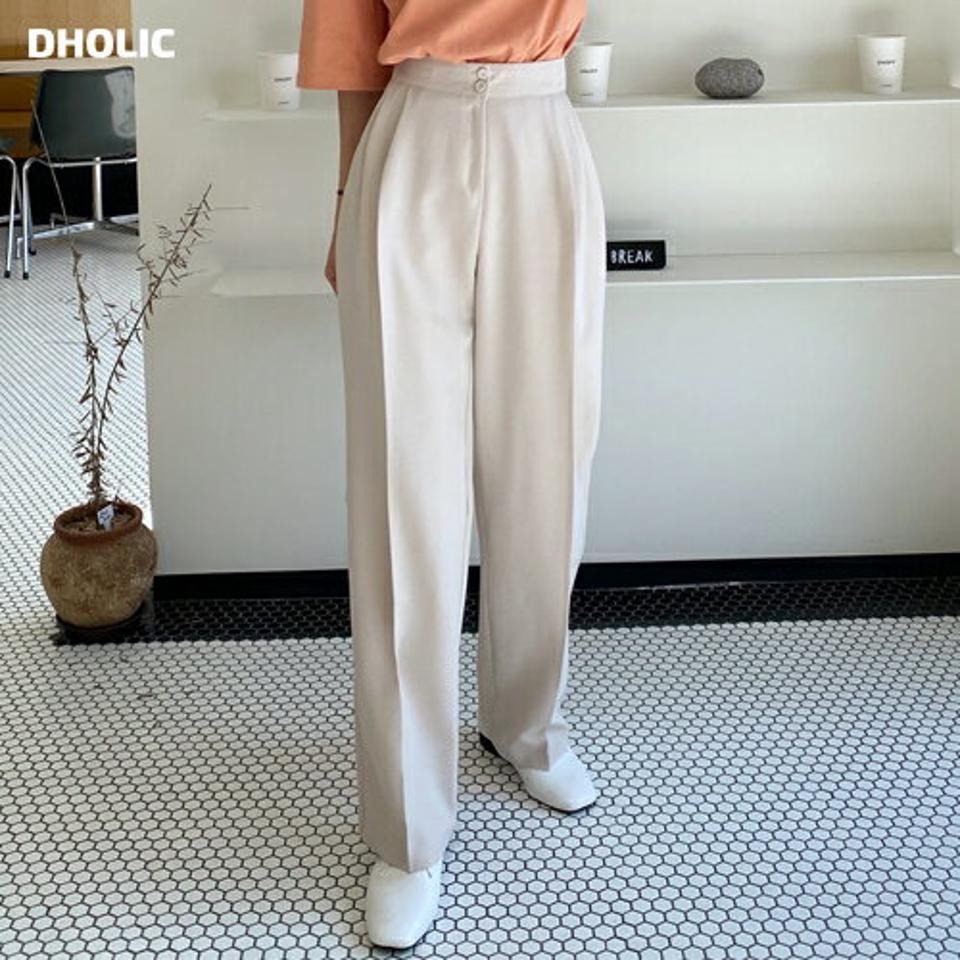 くるみボタンストレートスラックス・全3色・t00374 レディース 【pt】韓国ファッション ボトムス ロング ロングパンツ スラックスパンツ スラックス くるみボタン ストレート ツータック 無地 シンプル 体型カバー フェミニン カジュアル 春 秋 冬