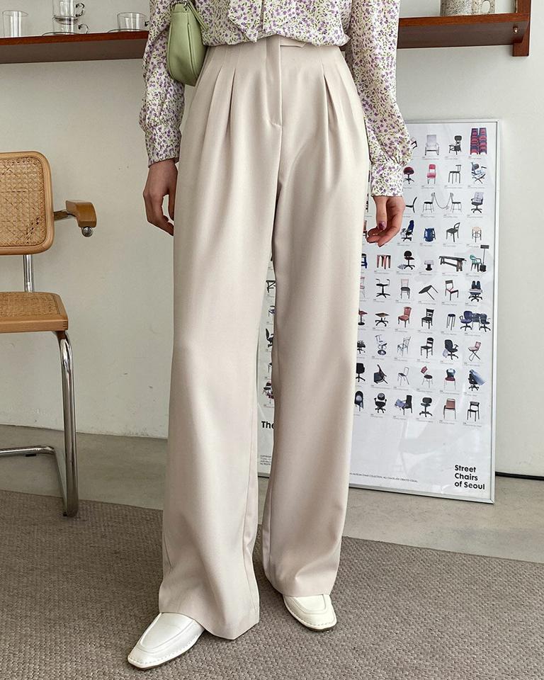 ツータックスラックス・全3色・t02064 レディース 【pt】パンツ スラックス ロングパンツ スタイルアップ ストレート ベーシック オフィスカジュアル 春 秋 冬 無地 シンプル 単色 きれいめ 大人っぽ 韓国ファッション