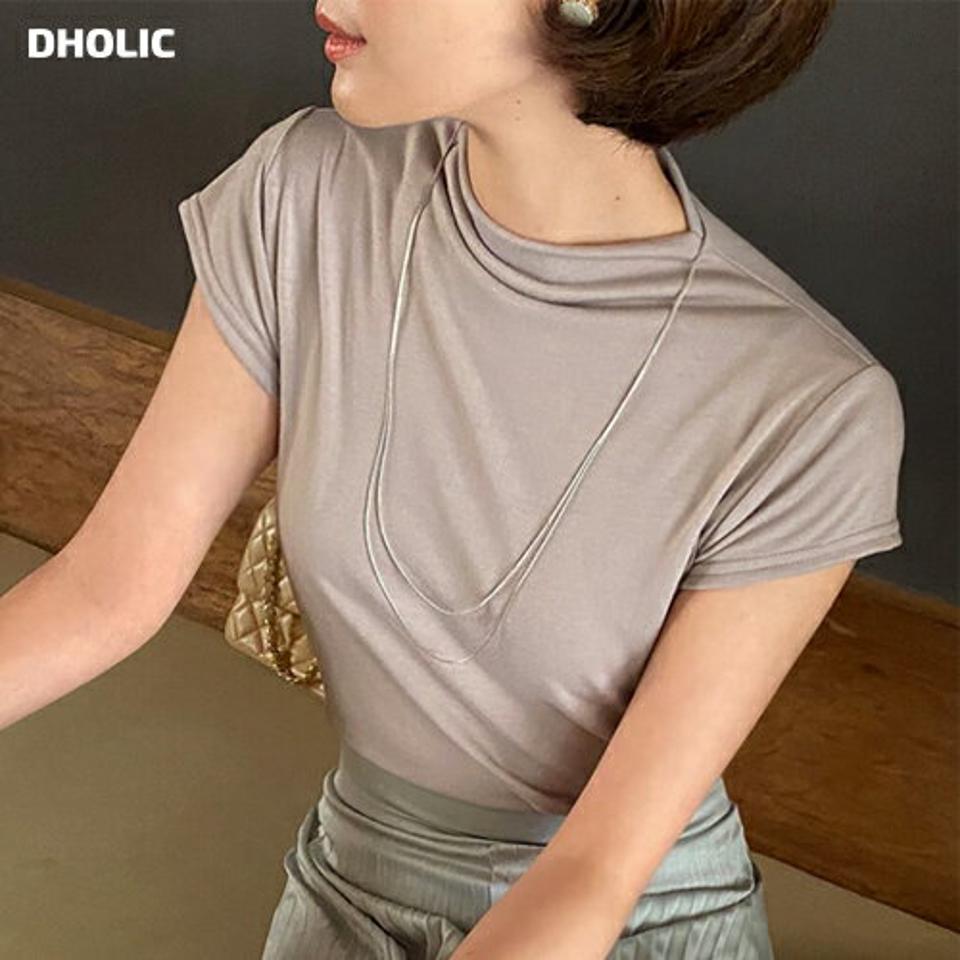 【20%OFF】ハーフネックキャップスリーブTシャツ・全4色・t71684 レディース 【tops】トップス Tシャツ 半袖 ショートスリーブ キャップスリーブ 単色 無地 シンプル ベーシック カジュアル ハーフネック 大人 パステル 春 夏 韓国ファッション ハイホリHIHOLLI GWセール