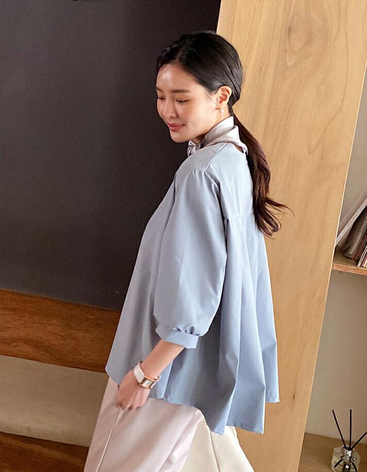 【15%OFF】バックプリーツブラウス・全4色・t71695 レディース 【bl】トップス ブラウス 七分袖 七分丈 7分袖 7分丈 プリーツ バックシャン 単色 シンプル フェミニン 大人 体型カバー きれいめ 楽ちん フレア 水色 春 秋 韓国ファッション ハイホリHIHOLLI blセール