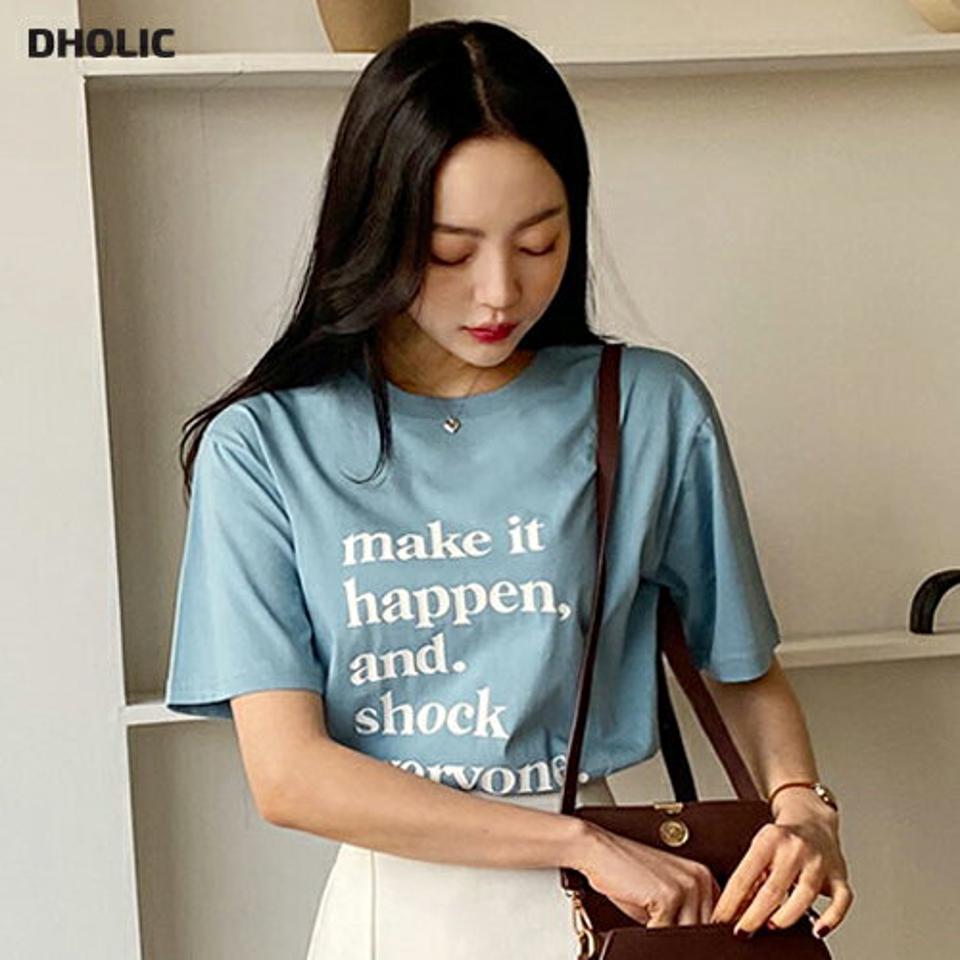 ラウンドレタリング半袖Tシャツ・全3色・t02085 レディース 【tops】Tシャツ トップス レタリング 半袖 シンプル ラウンドネック ロゴ ロゴt 可愛い かわいい 春 夏 カジュアル 韓国ファッション